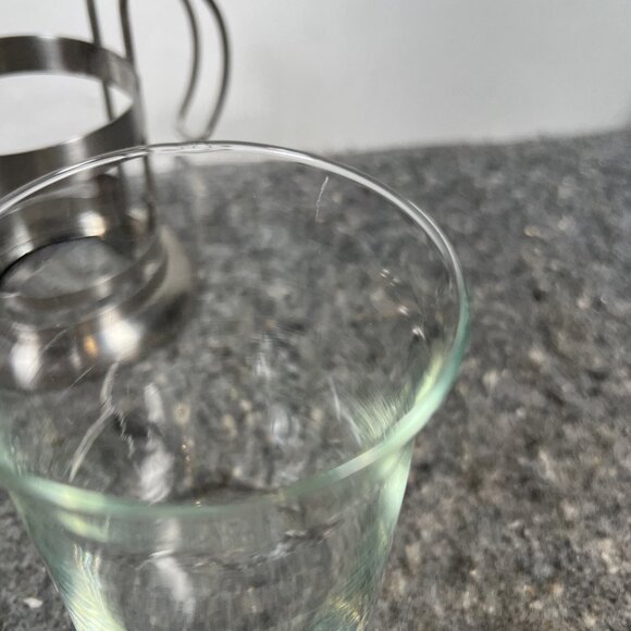 French Press Coffee Cup Set of 2 Glass Stainless Steel VTG Unmarked Pyrex - Picture 7 of 11